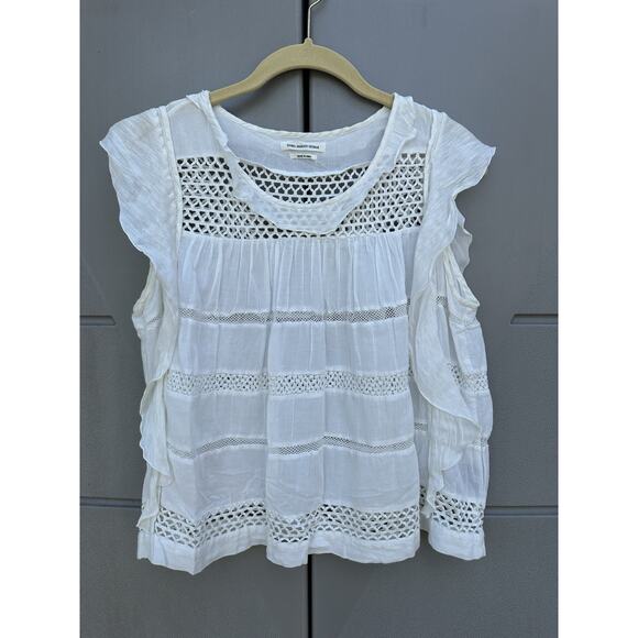 Isabel Marat Etoile White Boho Lace Crochet Blouse Top Sz 38 /M Romantic Cottage - Picture 4 of 13